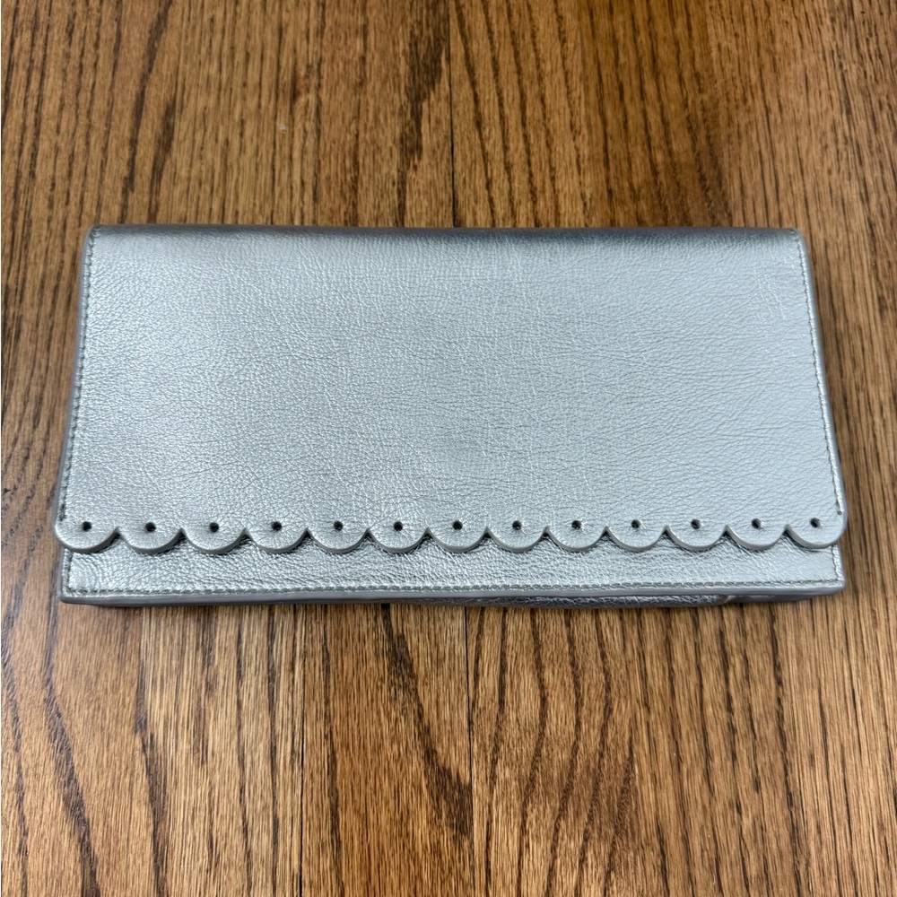 Banana Republic Silver Scalloped Clutch